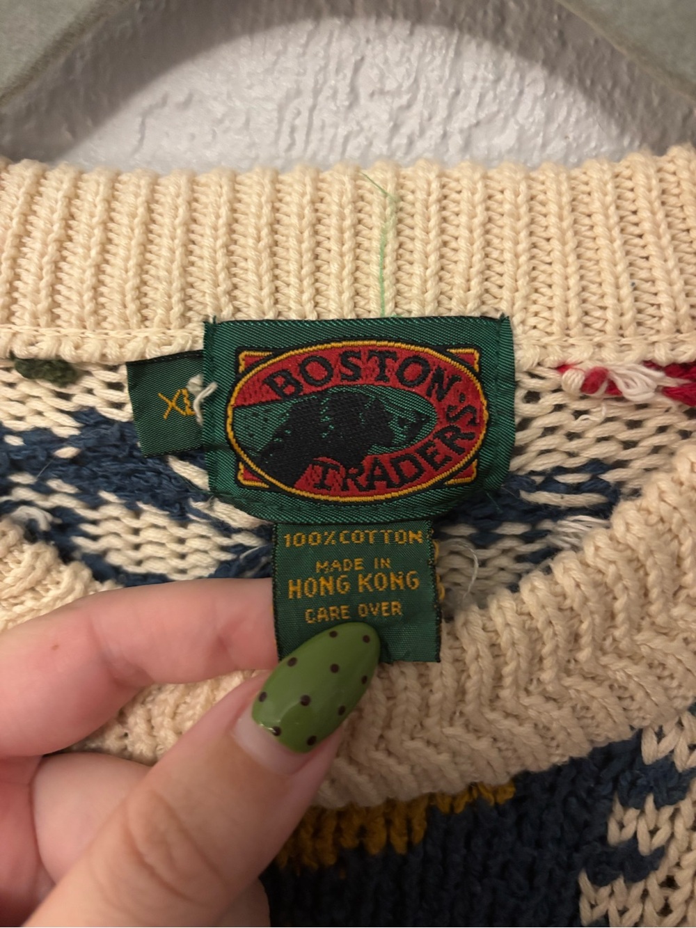 Vintage Boston Traders Men’s XL Heavy Sweater Geometric Pattern - Picture 3 of 3